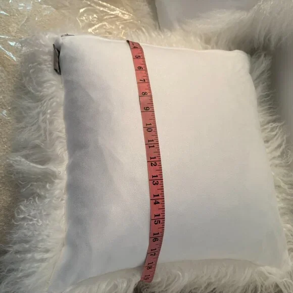 Throw Pillow Mongolian Fur / Tibetan Lamb Throw Pillow – White – 18x18 - Picture 6 of 11
